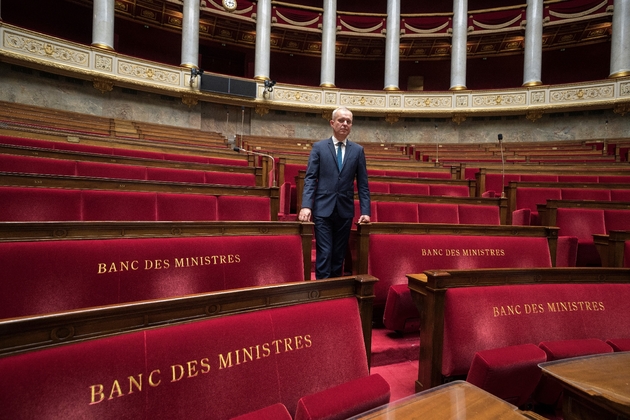 François de Rugy pose dans l'hémicycle de l'Assemblée nationale, le 16 octobre 2017