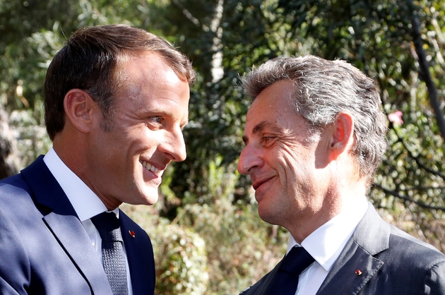 Emmanuel Macron et Nicolas Sarkozy lors des célébrations du 75e anniversaire du débarquement de Provence, photo du 15 août 2019.