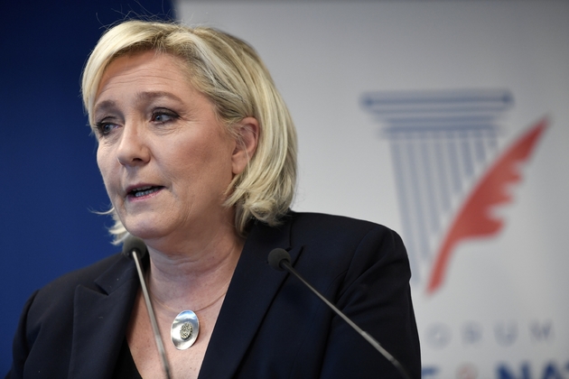 La présidente du Front national Marine Le Pen à Nanterre, près de Paris, le 8 décembre 2017