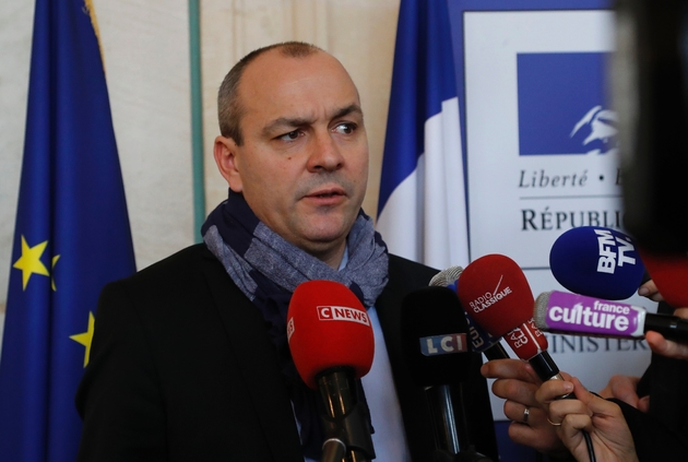 Laurent Berger, secrétaire général de la CFDT, fait une déclaration à la presse à l'issue d'une réunion au ministère du Travail, le 7 décembre 2018 à Paris