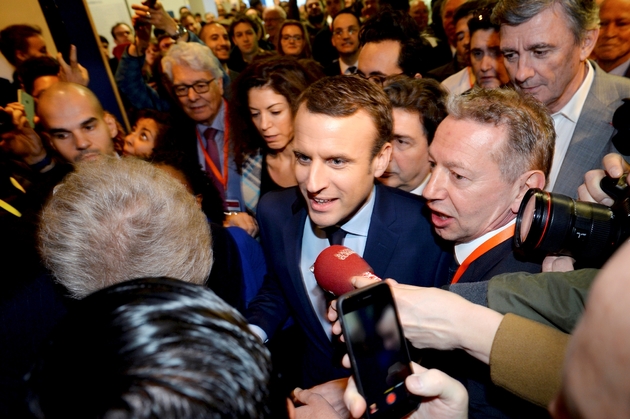 Emmanuel Macron en visite au Salon des Entrepreneurs le 2 février 2017 à Paris