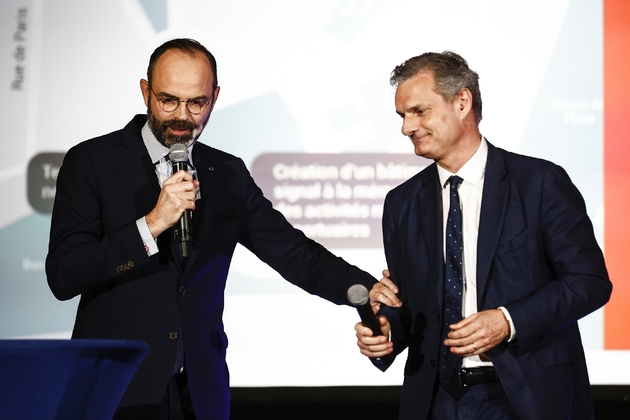 Le Premier ministre Edouard Philippe et l'actuel maire du Havre Jean-Baptiste Gastinne, le 5 mars 2020 au Havre