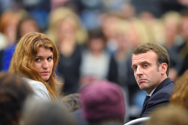 Emmanuel Macron et Marlène Schiappa à Pessac en Gironde, le 28 février 2018 