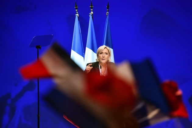 Marine Le Pen, candidate FN à la présidentielle, en meeting le 26 février 2017 à Saint-Herblain près de Nantes