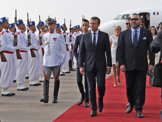 Résultat de recherche d'images pour "Chaleureuse visite d'Emmanuel Macron au roi du Maroc Mohammed VI"