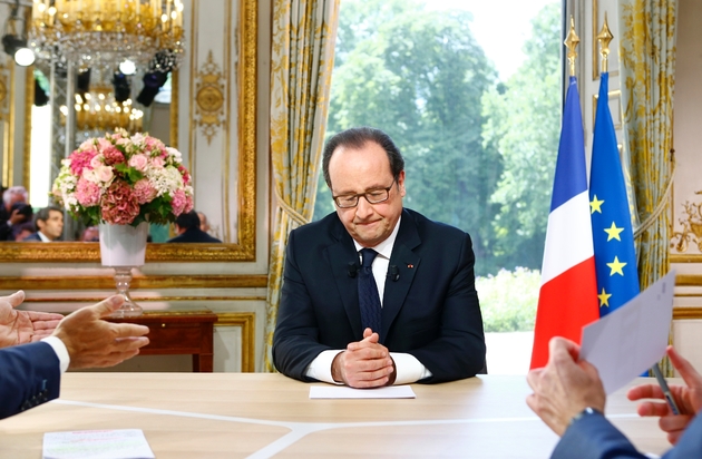 Le président François Hollande lors d'une interview télévisée le 14 juillet 2016 à Paris