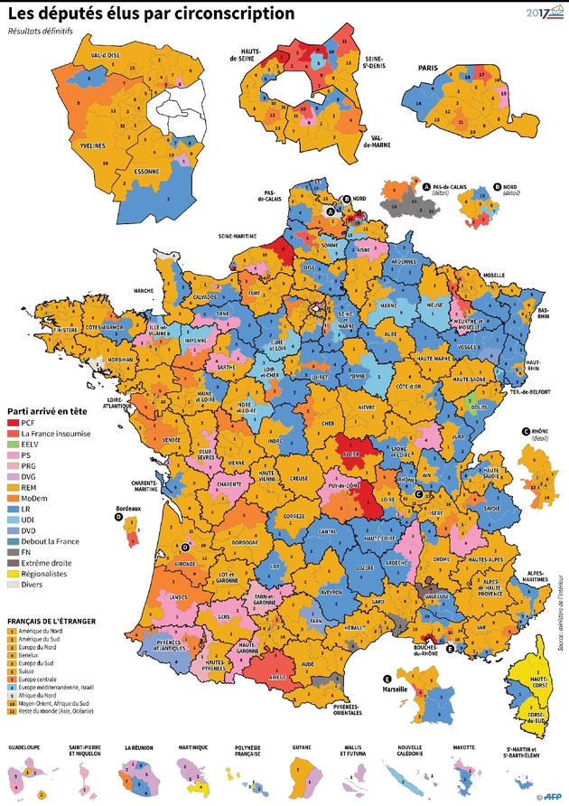 Législatives: résultats par circonscription