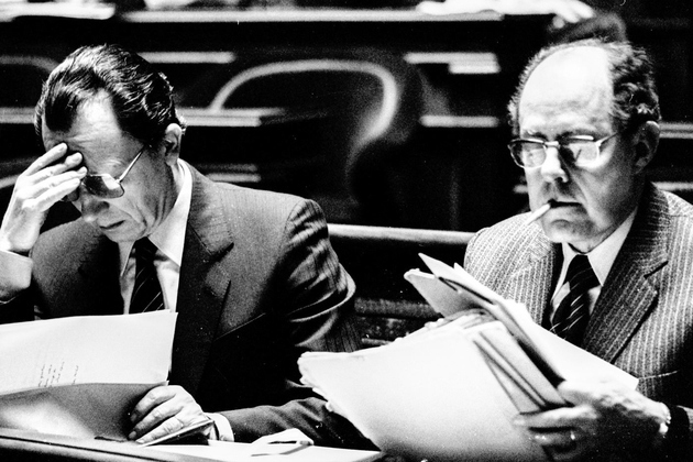 Jacques Delors et Roger Quilliot, au Sénat en 1982