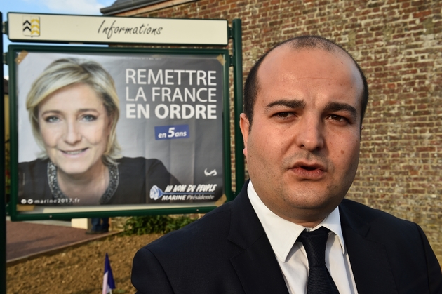 Le sénateur FN, maire de Fréjus et directeur de campagne de Marine Le Pen, David Rachline, le 3 avril 2017 à La Bazoche-Gouet