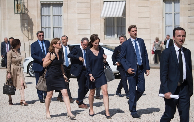 Des grands patrons français sont reçus à l'Elysée par Emmanuel Macron, le 17 juillet 2018