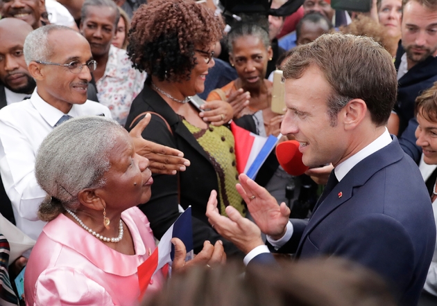 Le président Emmanuel Macron à Goyave en Guadeloupe, le 28 septembre 2018