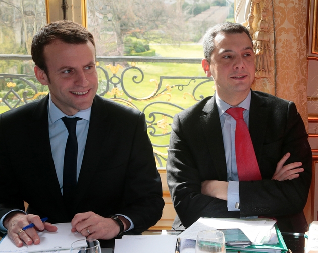 Emmanuel Macron, à l'époque ministre de l'Economie, et Alexis Kohler, qui était son directeur de cabinet, à Matignon le 07 mars 2016