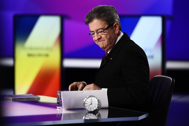 Jean-Luc Mélenchon sur France 2 à Paris, le 20 avril 2017