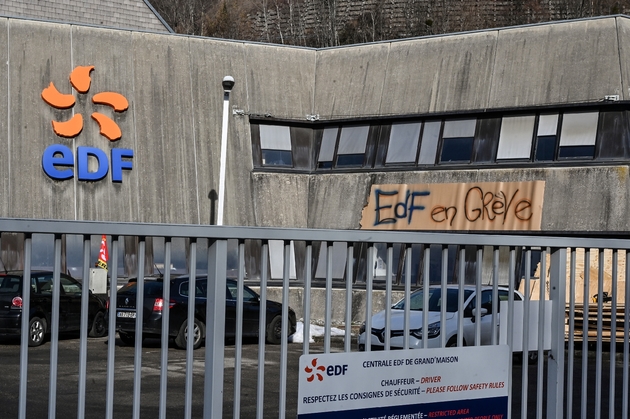 Grève à la centrale de Grand-Maison à Vaujany, dans l'Isère, le 22 janvier 2020