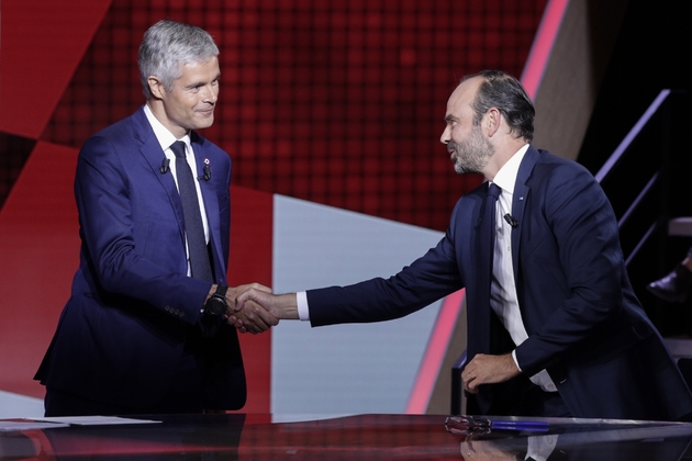 Edouard Philippe et Laurent Wauquiez sur le plateau de 