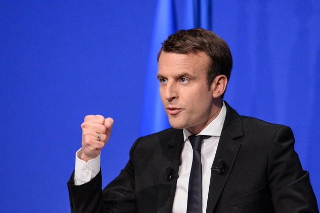 Emmanuel Macron, le candidat d'En Marche! lors d'un meeting à Besançon, le 11 avril 2017