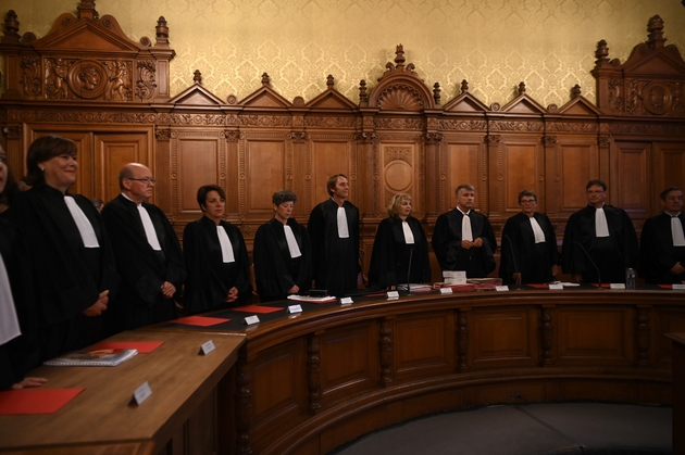 La Cour de Justice de la République à l'ouverture du procès de l'ex-ministre Jean-Jacques Urvoas, le 24 septembre 2019 à Paris