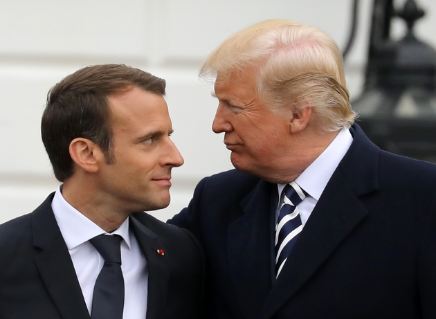 Le président français Emmanuel Macron et le président américain Donald Trump à la Maison Blanche à  Washington, DC, le 24 avril 2018 