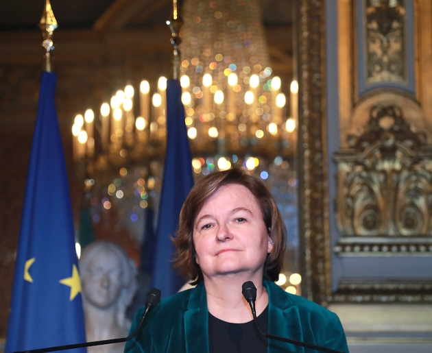 La ministre des Affaires européennes  Nathalie Loiseau, lors d'une conférence de presse le 15 mars 2019 à Paris