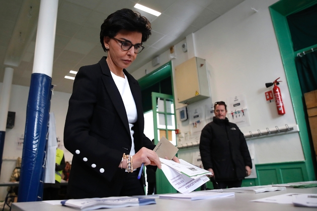 Rachida Dati (LR) vote au 1er tour des municipales, le 15 mars 2020 à Paris