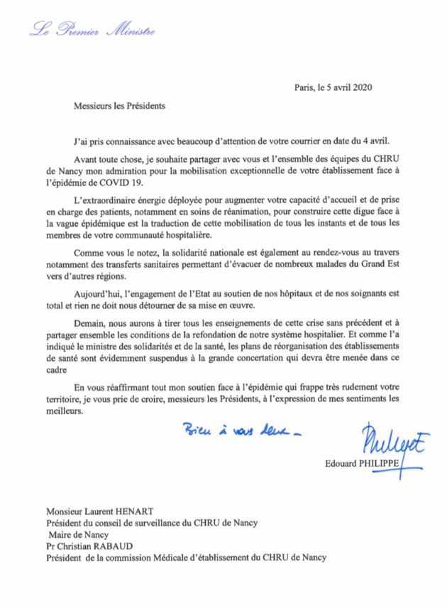 Lettre d'Edouard Philippe