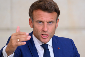 Paris: Emmanuel Macron during a press conference 