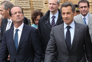 Nicolas Sarkozy en Corrèze, le 28 avril 2011, aux côtés de François Hollande
