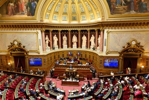 Paris: Castex delivers a speech on stage as part of the government declaration at the Senate
