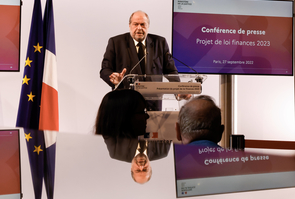 PARIS: Eric Dupond-Moretti Ministre de la Justice presente lors d une conference de presse le projet de loi de finances 2023 du ministere 